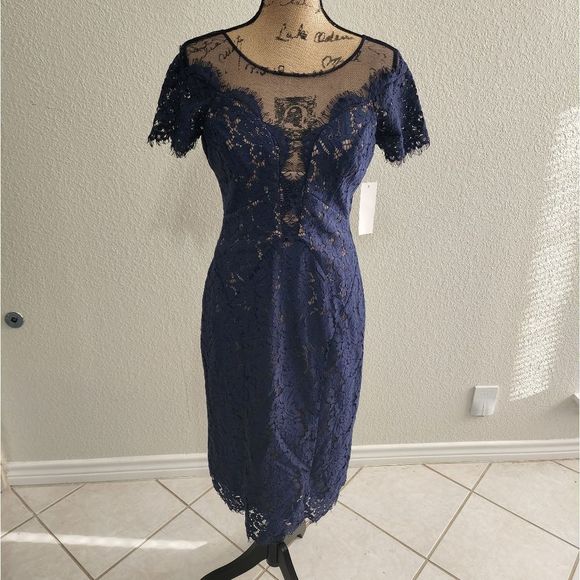 Rene Ruiz collection x Neiman Marcus navy lace and‎ mesh holiday dress size 4 - Picture 1 of 11